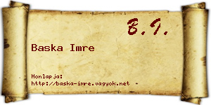 Baska Imre névjegykártya